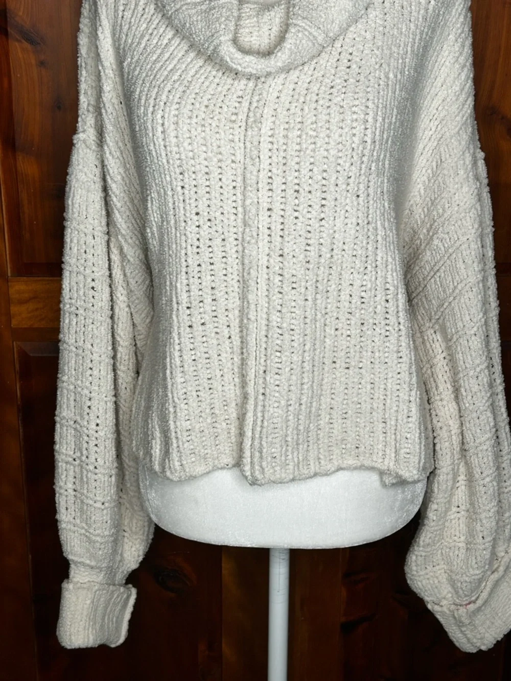 Free People "Be Yours" Cowl Neck Chunky Pullover Sweater Oversized Cottagecore - Picture 6 of 17